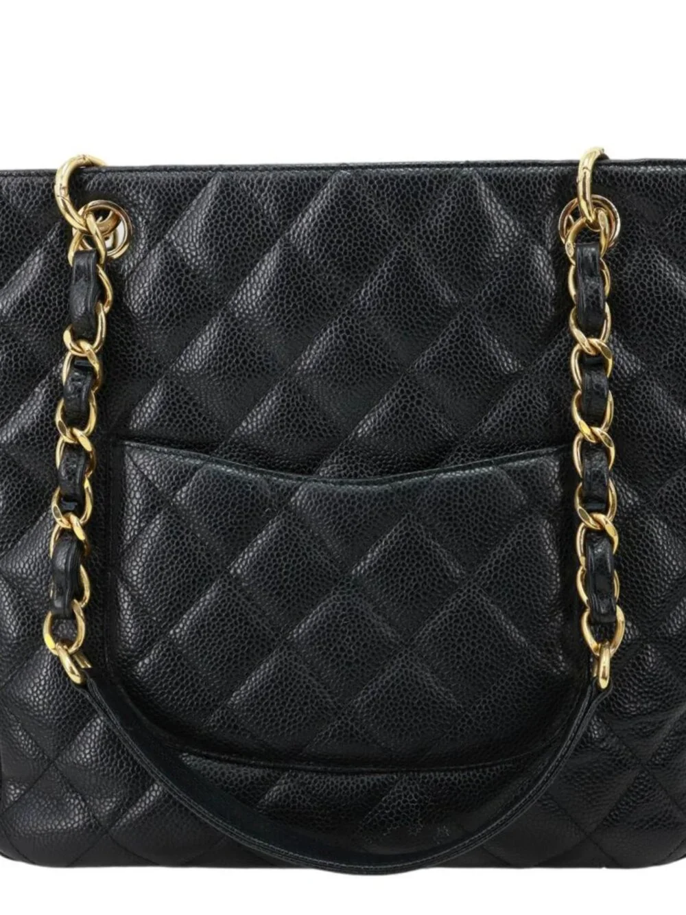 Chanel PST Petite Quilted Caviar Leather Shopping Tote Black